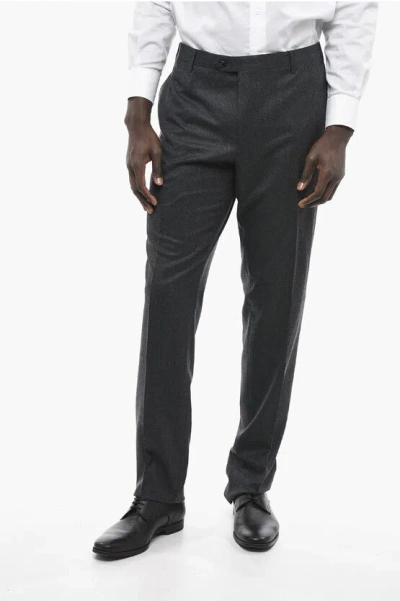 Corneliani Belt Loops 17,75 Microns Wool Pants In Black