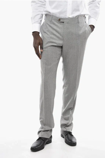 Corneliani Belt Loops Academy Wool Pants In Gray