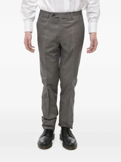 Corneliani Belt-loop Pressed-crease Trousers In Gray