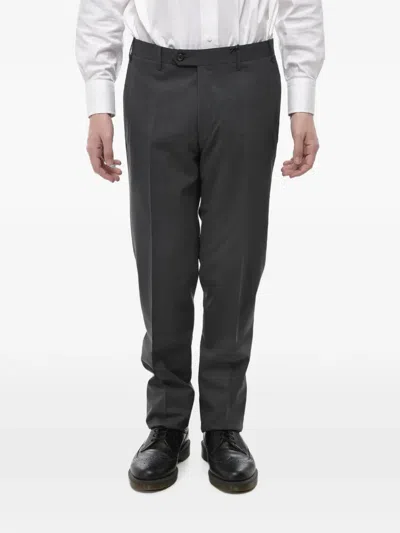 Corneliani Belt-loop Virgin-wool Trousers In Grey