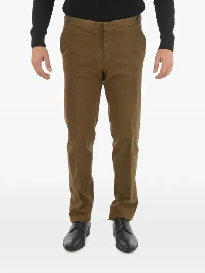 Corneliani Belt-loops Flat-front Trousers In Brown