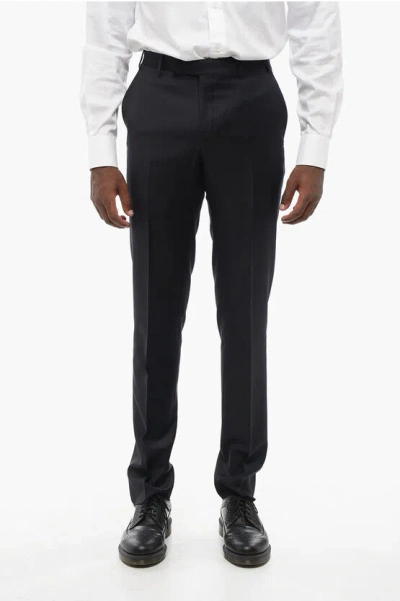 Corneliani Bi Elastic Virgin Wool Pants With Concealed Closure