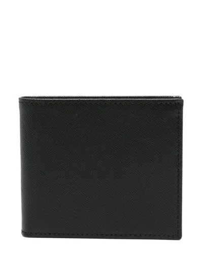 Corneliani Bi-fold Grained Leather Wallet In Black