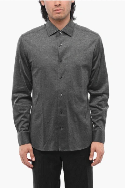 Corneliani Bird's Eye Cotton Shirt With Standard Collar Grösse 41