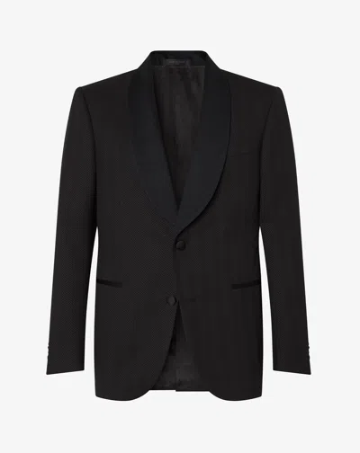 Corneliani Black 3d Chevron Wool Tuxedo Jacket