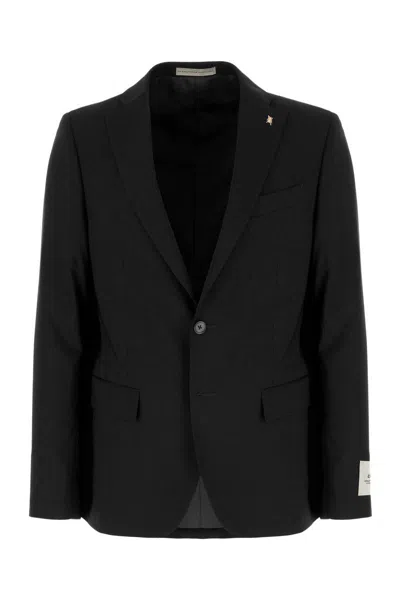 Corneliani Black Canvas Dress In Blue
