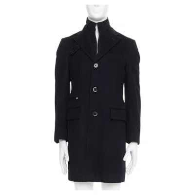 Pre-owned Corneliani Black Extrafine Virgin Wool Layered Collar Coat It44 Xs