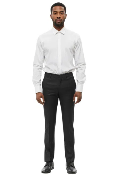 Corneliani Black Flat Front Pants In White