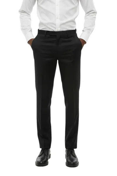 Corneliani Black Flat Front Pants In White