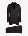 Corneliani Black Lined Wool Suit In Black