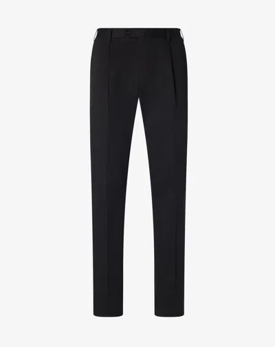 Corneliani Black One-pleat Stretch Cotton Gabardine Trousers