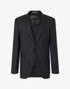 Corneliani Black Pure Wool Hopsack Jacket In Blue