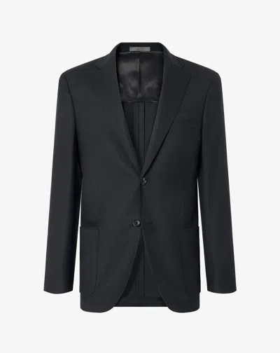 Corneliani Black Pure Wool Hopsack Jacket In Blue