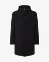 Corneliani Black Stretch Technical Fabric Coat With Detachable Vest In Black