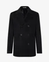 Corneliani Black Super Fine Wool Beaver Peacoat In Black