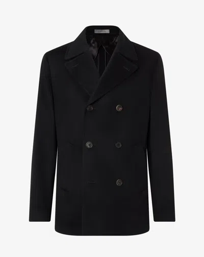 Corneliani Black Super Fine Wool Beaver Peacoat
