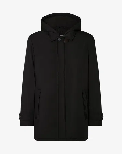 Black Waterproof Poplin Caban Coat from Corneliani