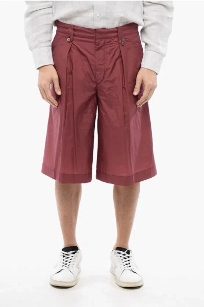 Corneliani Blended Cotton Shorts With Hidden Fastening In Red