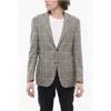 Corneliani Blended Linen Blazer With Check Motif
