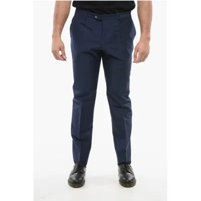 Corneliani Blended Linen Bouclè Effect Pants With Four Pockets
