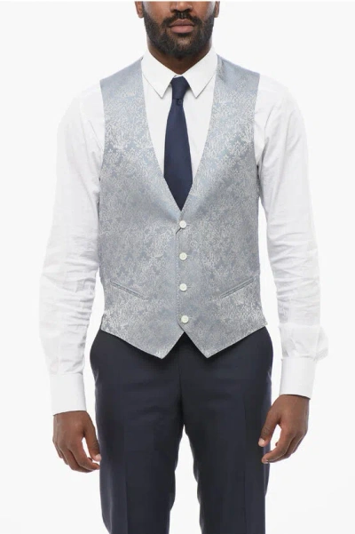 Corneliani Blended Silk Damasked Motif Vest With Half-belt Grösse 50