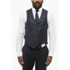 Corneliani Blended Silk Vest With Slit Pocket In Blue