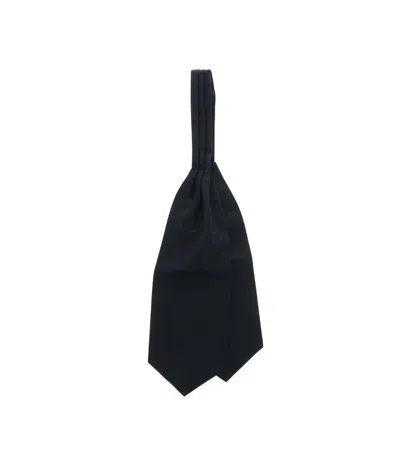 Corneliani Blue Ascot Ruche Tie In Black