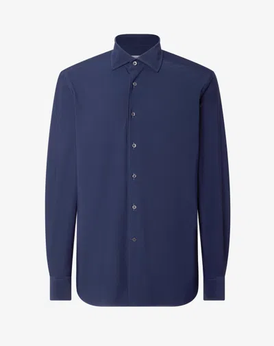 Corneliani Blue Bi-elastic Fabric Shirt