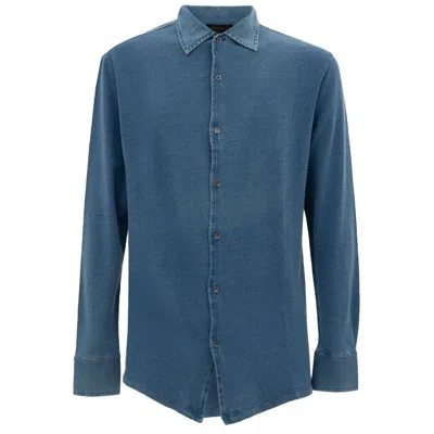 Corneliani Blue Cotton Men's Shirt In Light Blue
