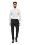 Corneliani Blue Flat Front Trousers In Black
