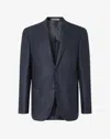 Corneliani Blue Glen Plaid Wool Jacket In Blue