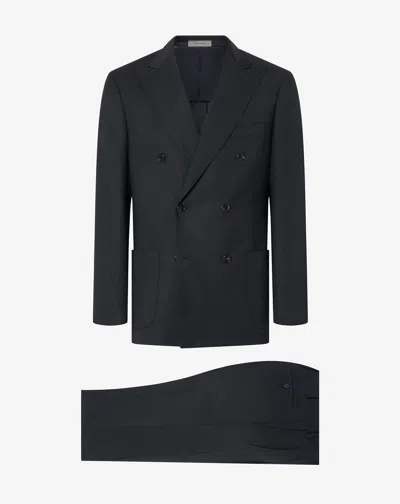 Corneliani Blue Micropatterned Wool Suit