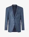 Corneliani Blue Overcheck Cashmere And Silk Jacket In Blue