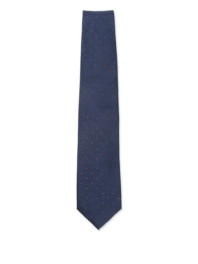 Corneliani Blue Polka Dot Pattern Pointed Tip