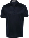 Corneliani Fine-ribbed Cotton Polo Shirt In Blue