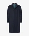 Corneliani Blue Pure Wool Coat With Chevron Pattern In Blue