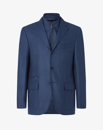 Corneliani Blue Silk And Wool Jacket With Inner Vest