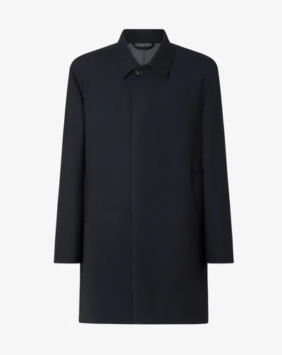 Corneliani Blue Single-breasted Stretch Wool Trench Coat