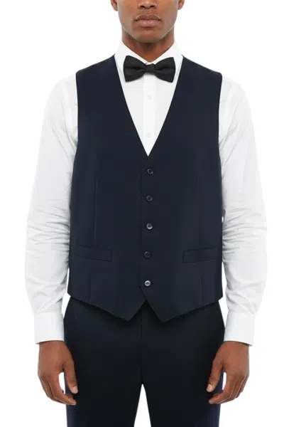 Corneliani Blue Single Breasted Waistcoat In Animal Print