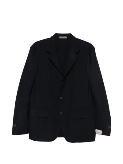 Corneliani Blue Single-breasted Blazer  In Black