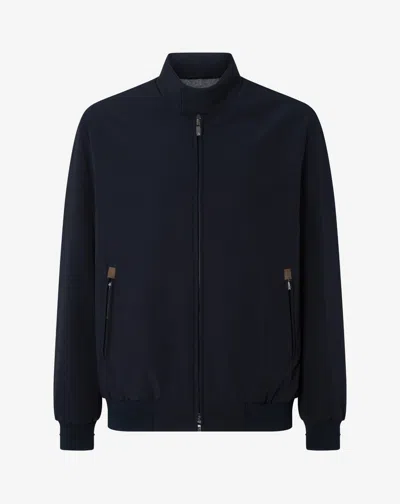 Corneliani Blue Stretch Technical Fabric Bomber Jacket