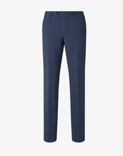 CORNELIANI BLUE STRETCH WOOL BENGALINE TROUSERS