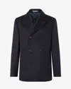 Corneliani Blue Super Fine Wool Beaver Peacoat In Blue