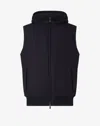 Corneliani Blue Technical Cashmere Gilet With Hood In Blue