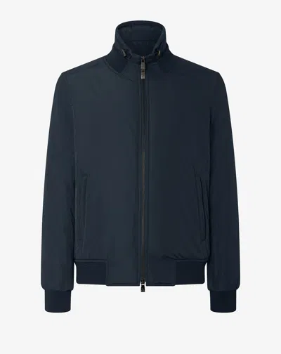 Corneliani Blue Technical Fabric Bomber Jacket With Detachable Vest