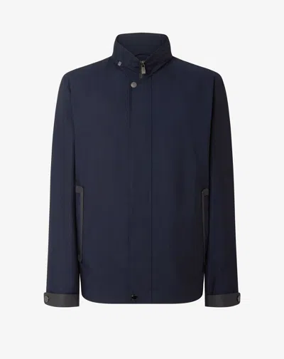 Corneliani Blue Technical Fabric Coat With Detachable Inner Lining