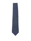 Corneliani Blue Tie With Embroidered Geometric Patterns  In Blue