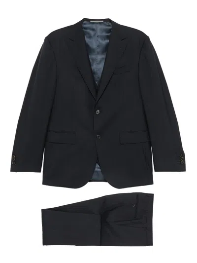 Corneliani Blue Virgin Wool Suit In Black