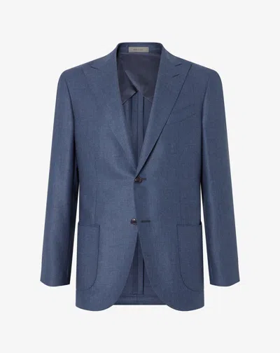 Corneliani Blue Wool And Silk Twill Jacket