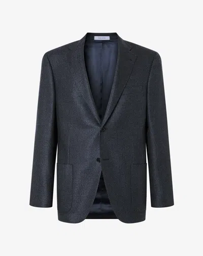 Corneliani Blue Wool, Cashmere And Silk Hopsack Jacket